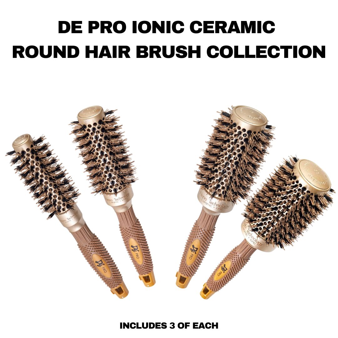 DE Pro Ionic Ceramic Round Hair Brush Set of 12 - David Ezra Professional Haircare